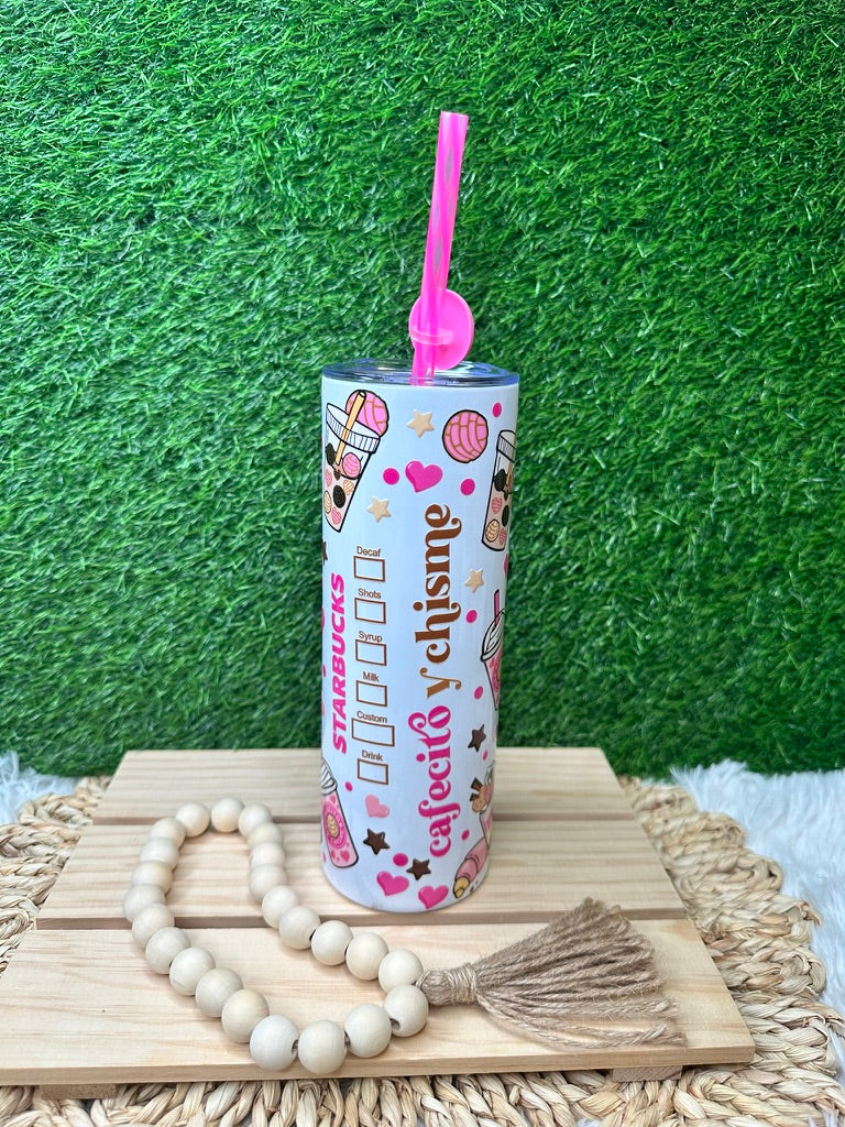 Cafecito y Chisme Pink/Tumbler