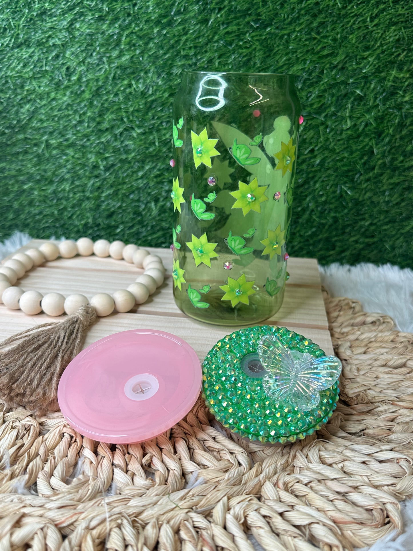 Glass can/ Cute Butterfly Girl