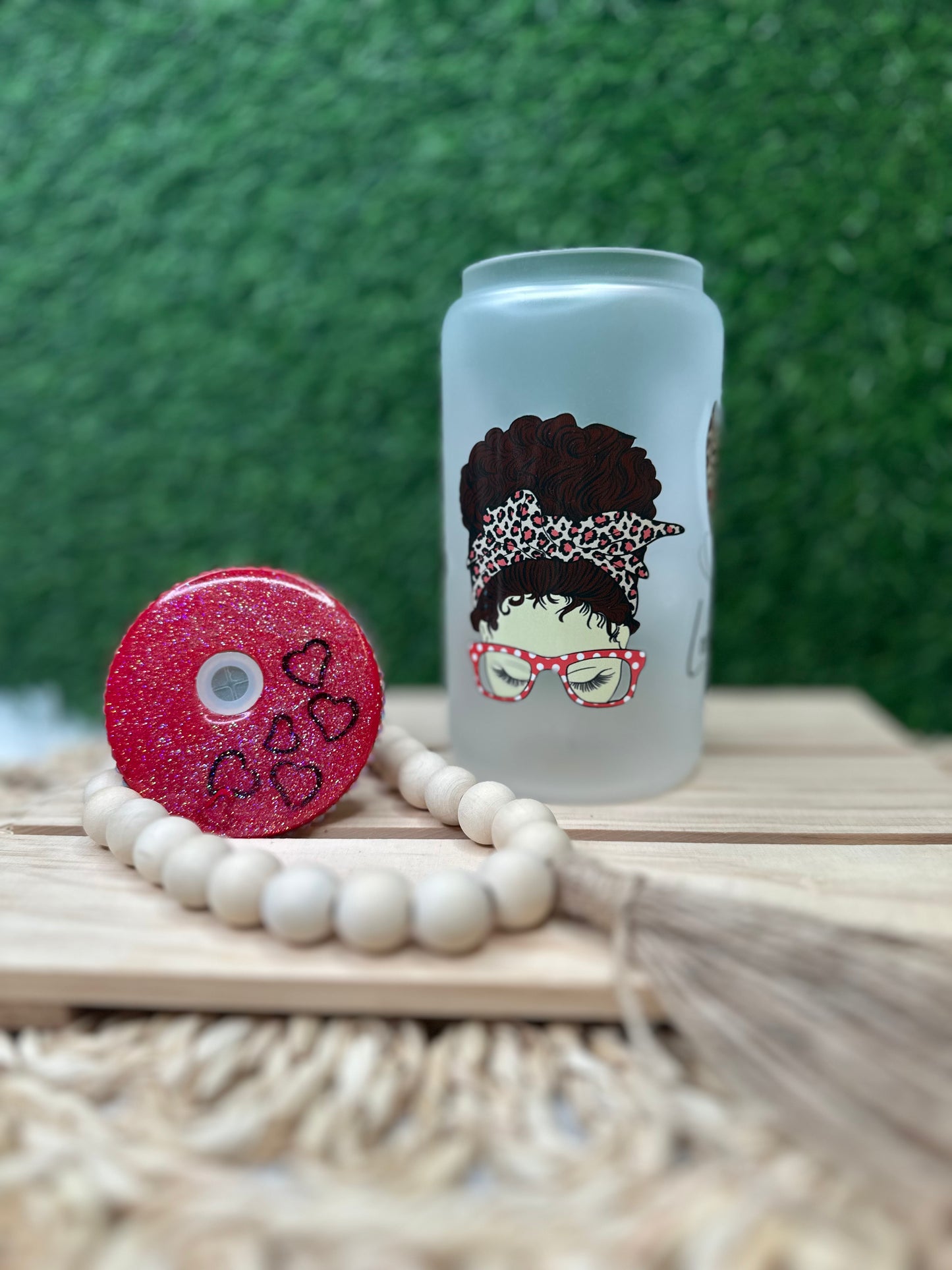 Glass can/ Butterfly girl Loved & Blessed