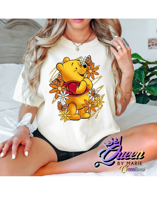 Bear & Flowers cartoon T-Shirts