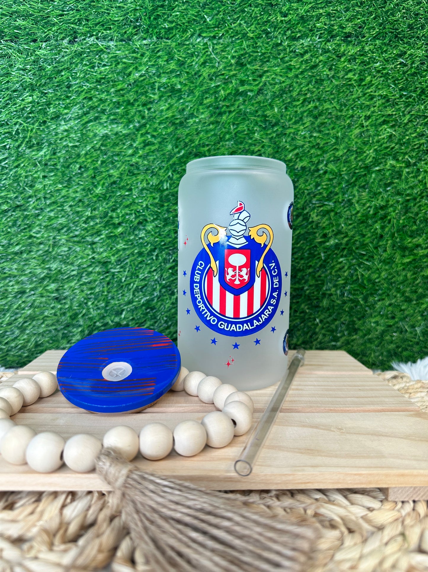 Glass can/ Guadalajara club. (Sport)