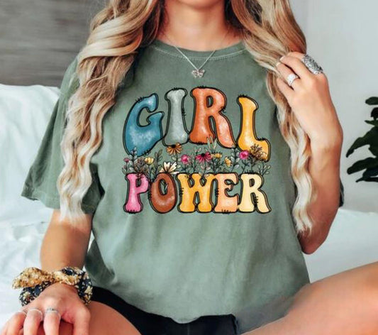 Girl Power With Flowers T-Shirts